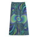 Blue Fractal Print Cotton Front Slit Maxi Skirt