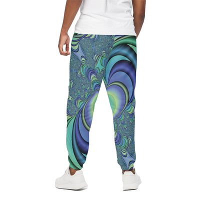 Blue Fractal Print Cotton Pants