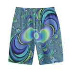 Blue Fractal Print Cotton Shorts