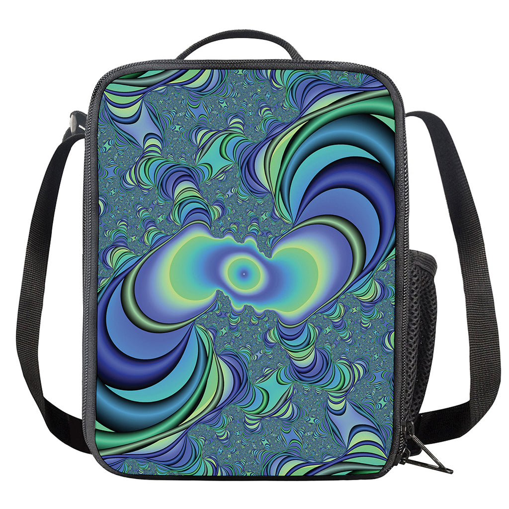 Blue Fractal Print Crossbody Lunch Bag