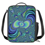 Blue Fractal Print Crossbody Lunch Bag