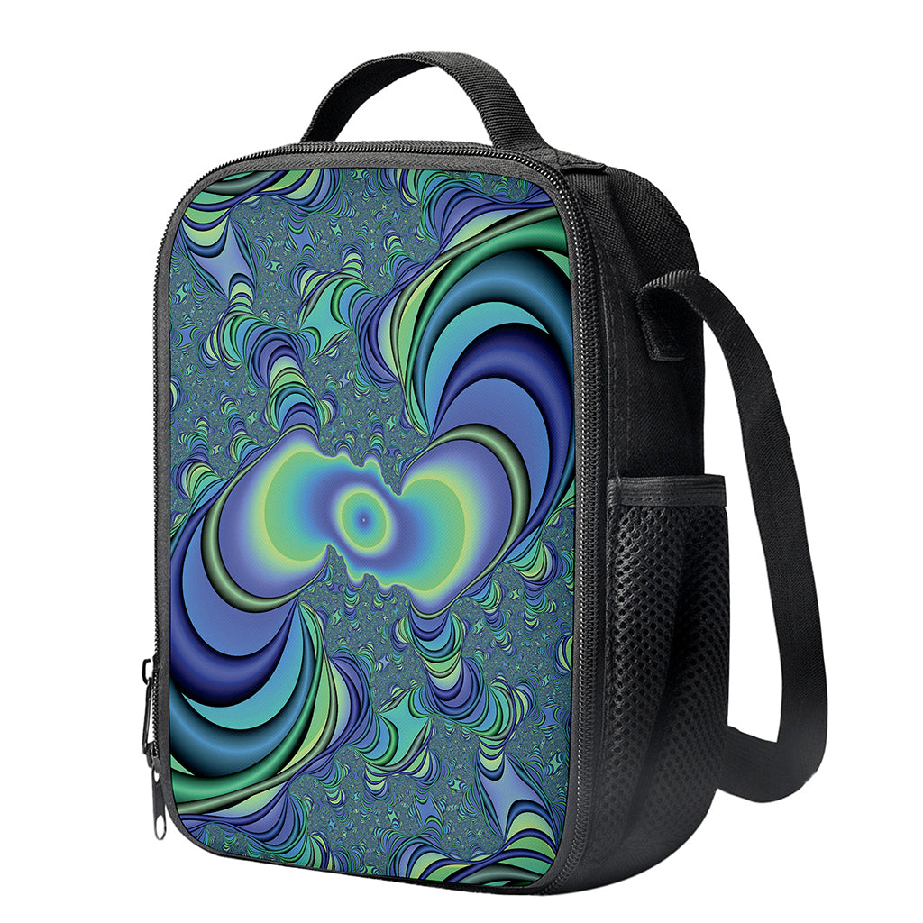 Blue Fractal Print Crossbody Lunch Bag