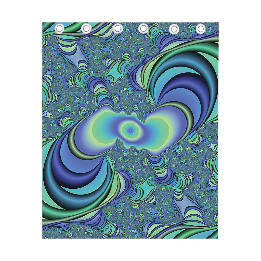 Blue Fractal Print Curtain