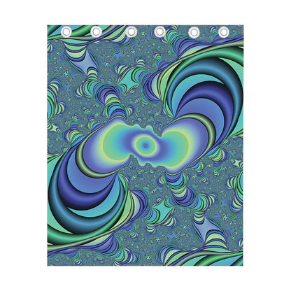 Blue Fractal Print Curtain