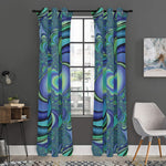 Blue Fractal Print Curtain