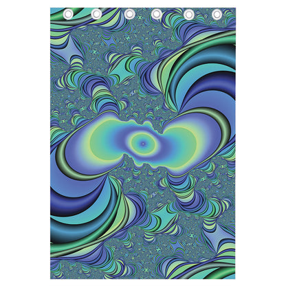 Blue Fractal Print Curtain