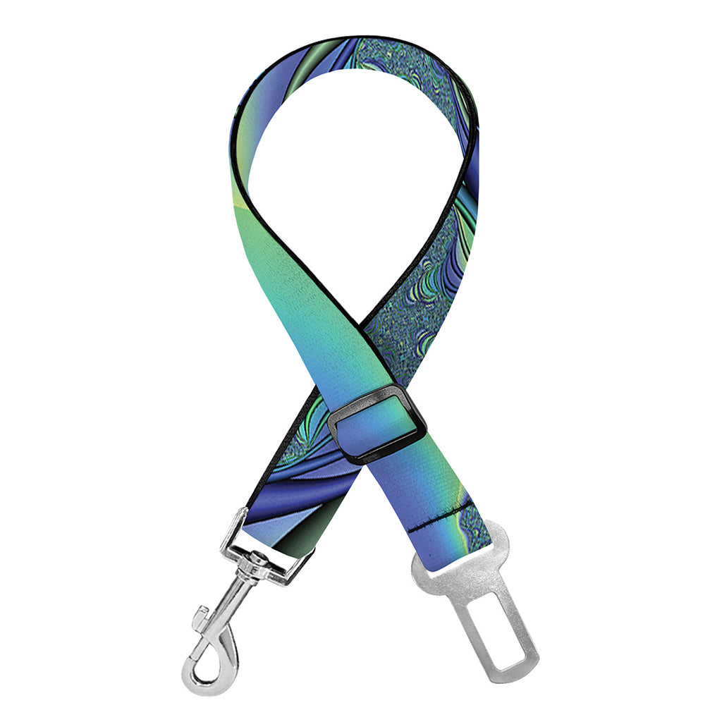 Blue Fractal Print Dog Seat Belt