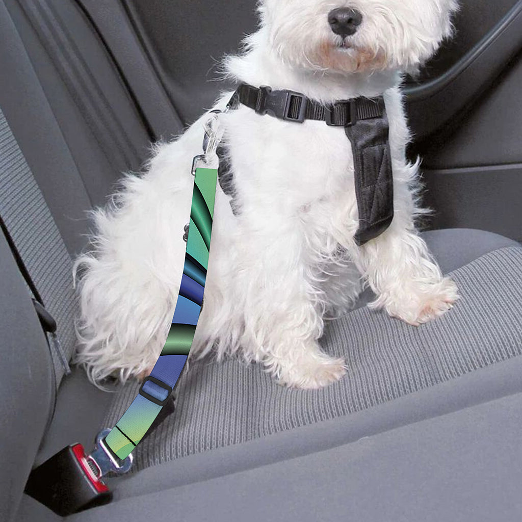Blue Fractal Print Dog Seat Belt
