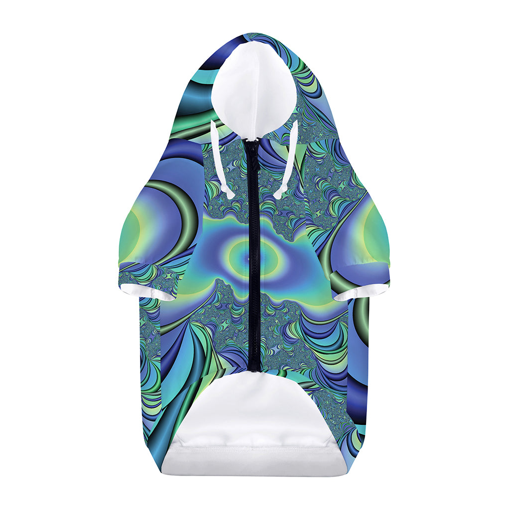 Blue Fractal Print Dog Zip Up Hoodie