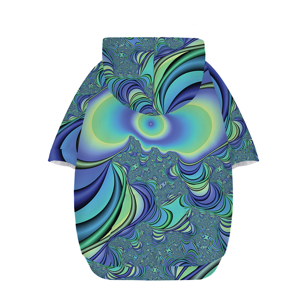 Blue Fractal Print Dog Zip Up Hoodie