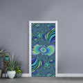 Blue Fractal Print Door Sticker