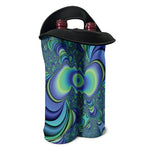 Blue Fractal Print Double Neoprene Wine Tote