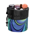 Blue Fractal Print Drawstring Makeup Bag