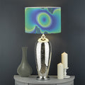 Blue Fractal Print Drum Lamp Shade