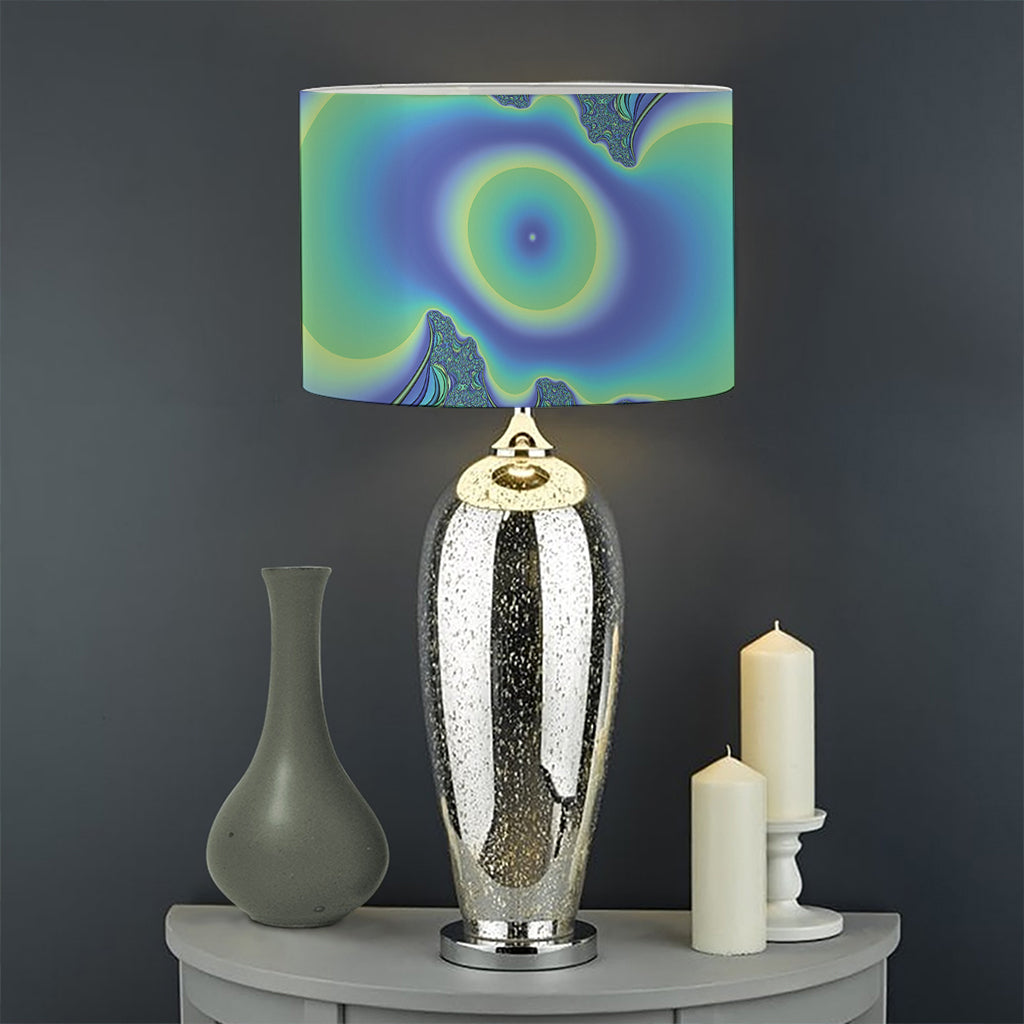 Blue Fractal Print Drum Lamp Shade