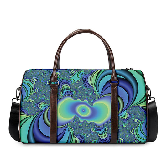 Blue Fractal Print Duffle Bag