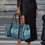 Blue Fractal Print Duffle Bag