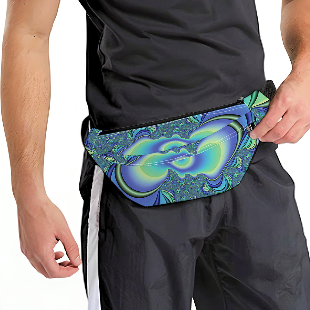 Blue Fractal Print Fanny Pack