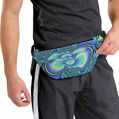 Blue Fractal Print Fanny Pack