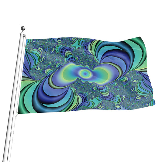 Blue Fractal Print Flag