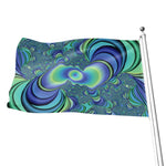 Blue Fractal Print Flag