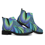 Blue Fractal Print Flat Ankle Boots