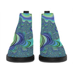 Blue Fractal Print Flat Ankle Boots