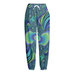 Blue Fractal Print Fleece Lined Knit Pants