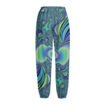 Blue Fractal Print Fleece Lined Knit Pants