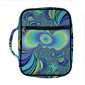 Blue Fractal Print Front Pocket Bible Bag