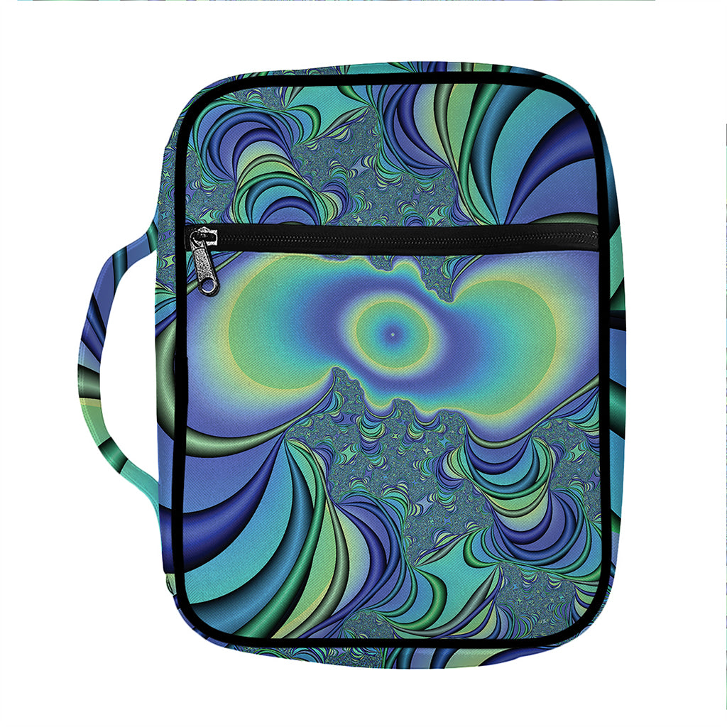 Blue Fractal Print Front Pocket Bible Bag