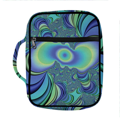 Blue Fractal Print Front Pocket Bible Bag