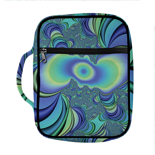 Blue Fractal Print Front Pocket Bible Bag