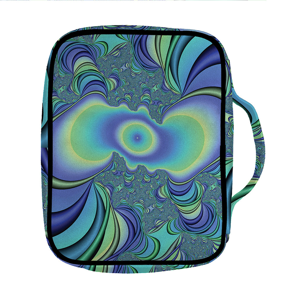 Blue Fractal Print Front Pocket Bible Bag