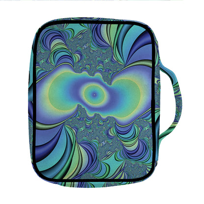 Blue Fractal Print Front Pocket Bible Bag