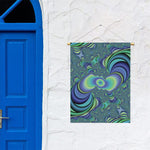 Blue Fractal Print Garden Flag