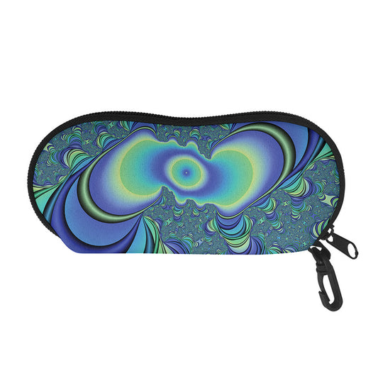 Blue Fractal Print Glasses Case