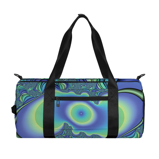 Blue Fractal Print Gym Bag