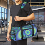 Blue Fractal Print Gym Bag