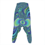 Blue Fractal Print Hammer Pants