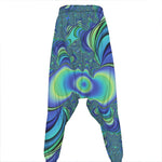 Blue Fractal Print Hammer Pants
