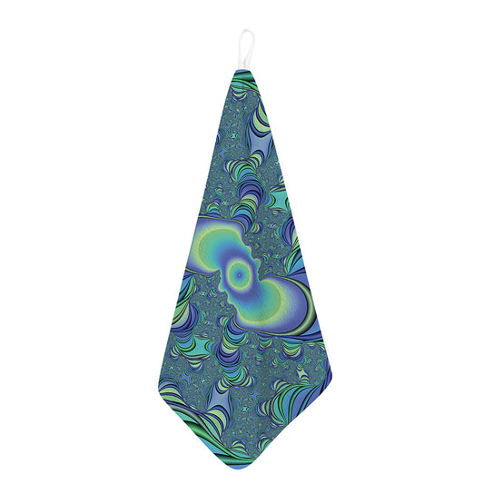 Blue Fractal Print Hand Towel