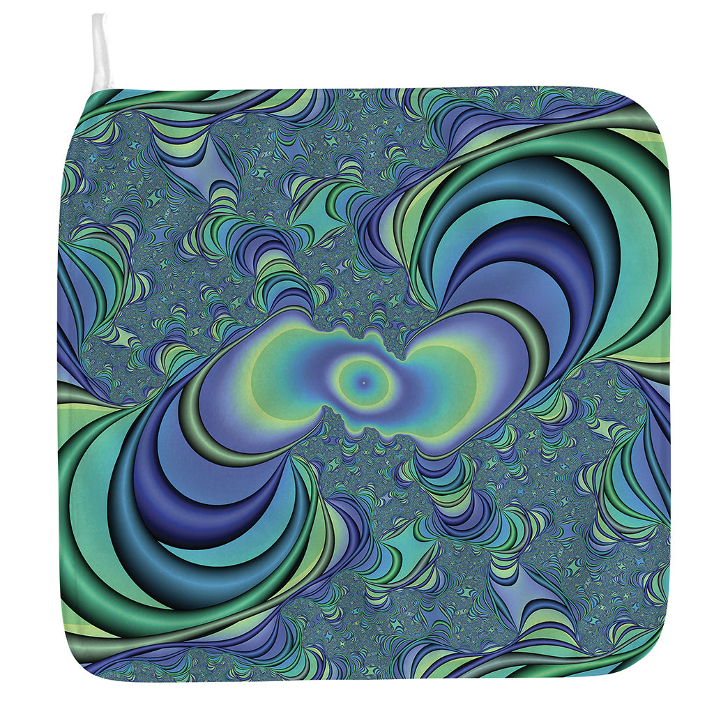 Blue Fractal Print Hand Towel