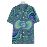Blue Fractal Print Hawaiian Shirt