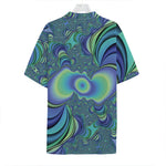 Blue Fractal Print Hawaiian Shirt