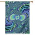 Blue Fractal Print House Flag