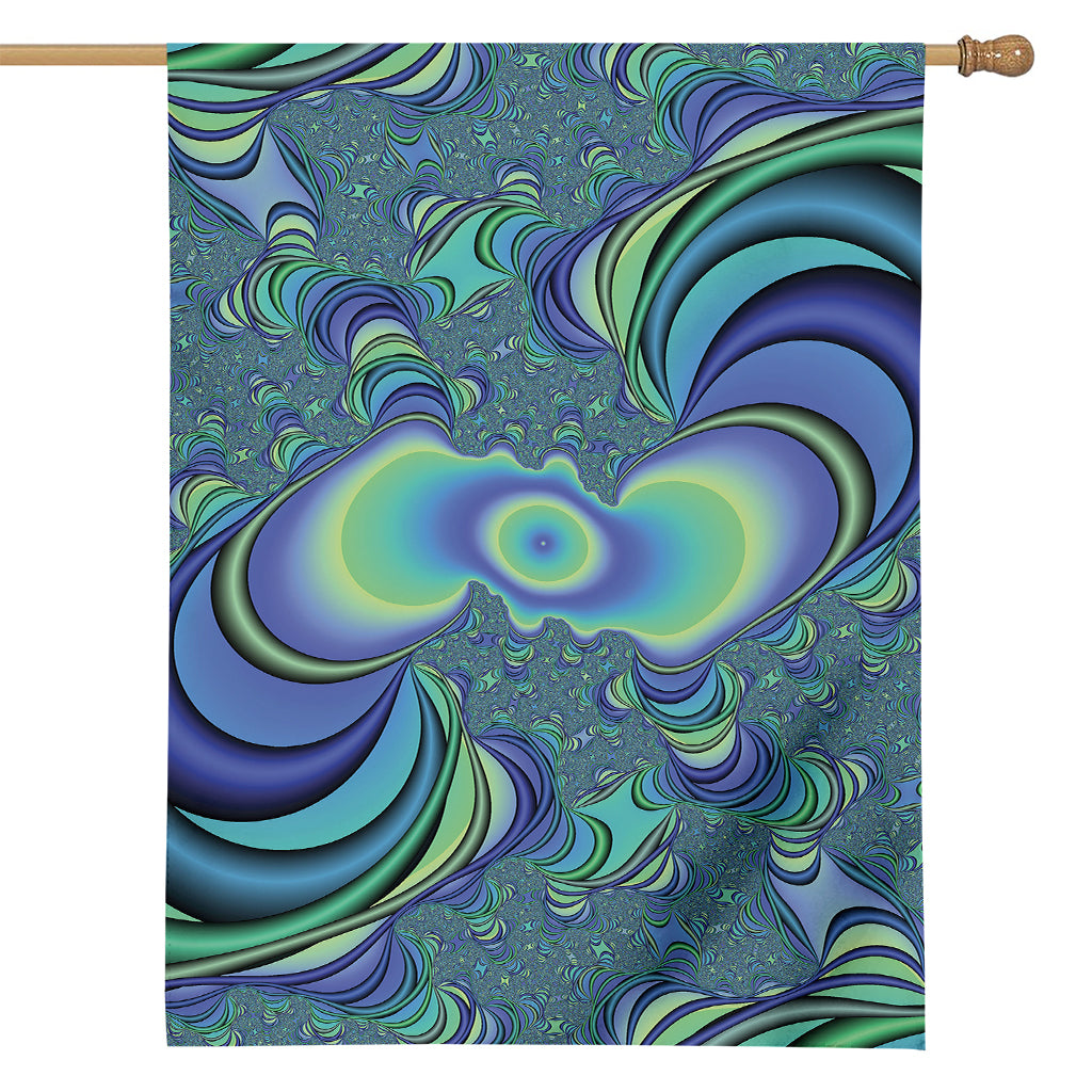 Blue Fractal Print House Flag
