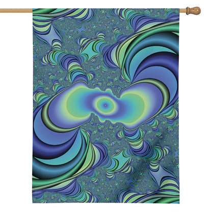 Blue Fractal Print House Flag