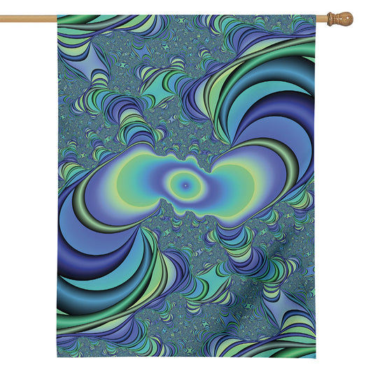 Blue Fractal Print House Flag