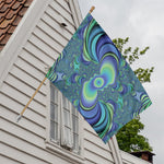 Blue Fractal Print House Flag
